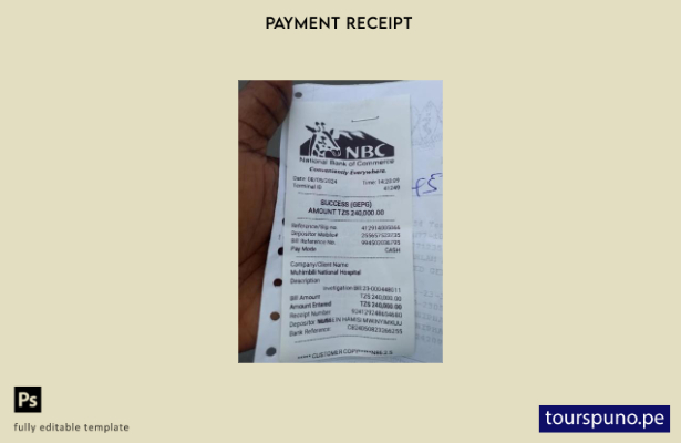 listo para imprimir la plantilla de recibo de pago bancario de Canada Nbc